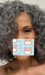 Customer photo review of Luvwin 5x5 Lace Salt and Pepper Loose Water Wave Human Hair Gray Wig For Seniors