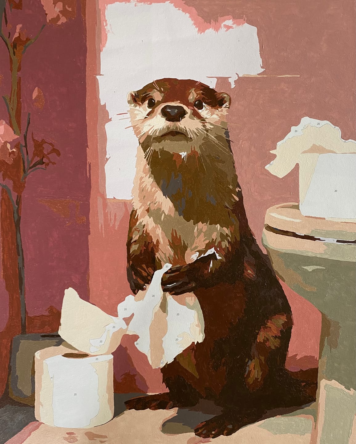 Customer photo review of Malen nach Zahlen - Otter auf der Toilette