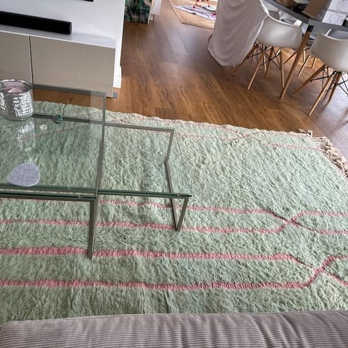 Customer photo review of Custom Beni Ourain Rug | Navy Blue and White Chevron Geometric