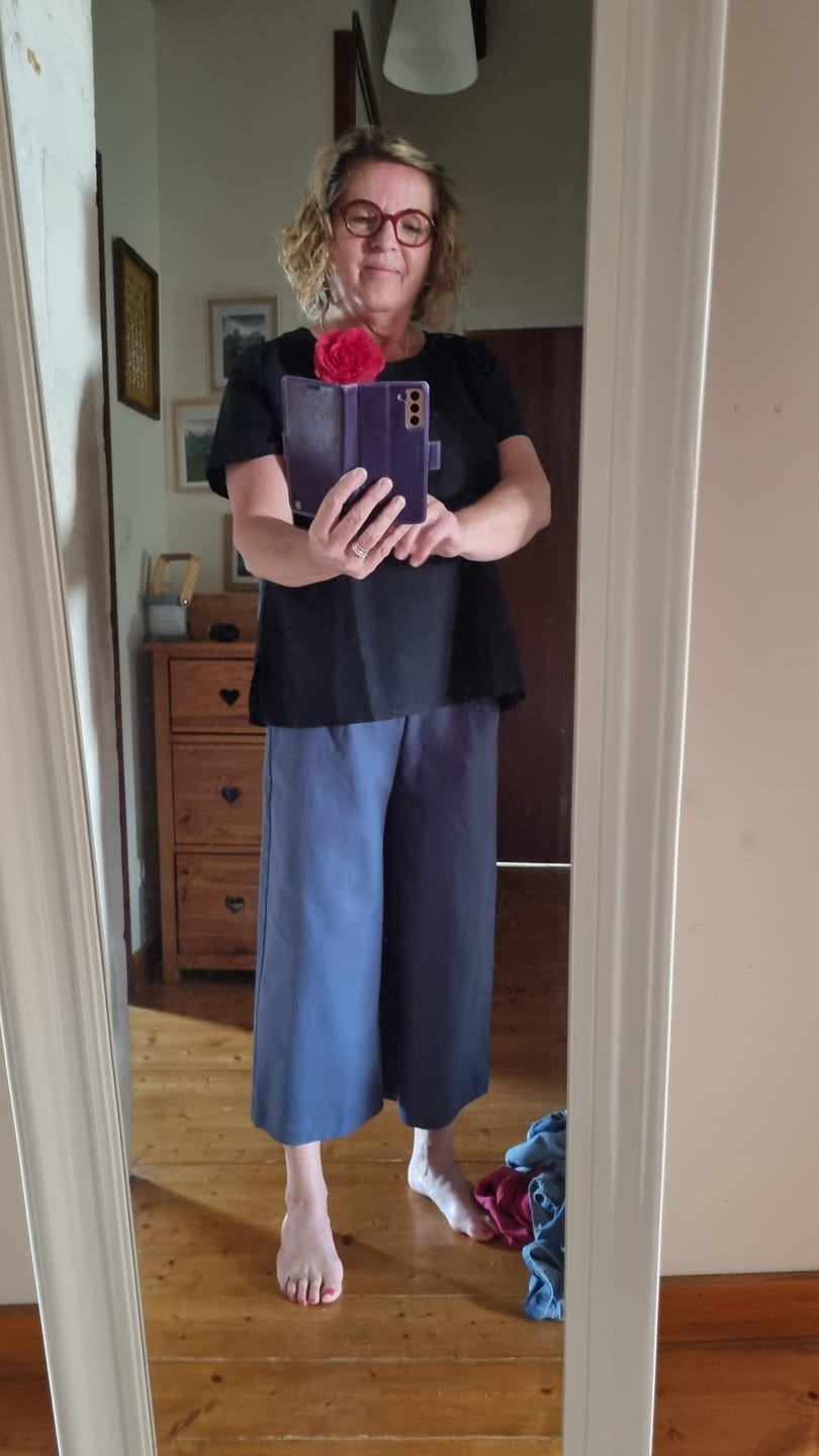 Customer photo review of Pantalon Alex - Toile coton/lin bleu indigo