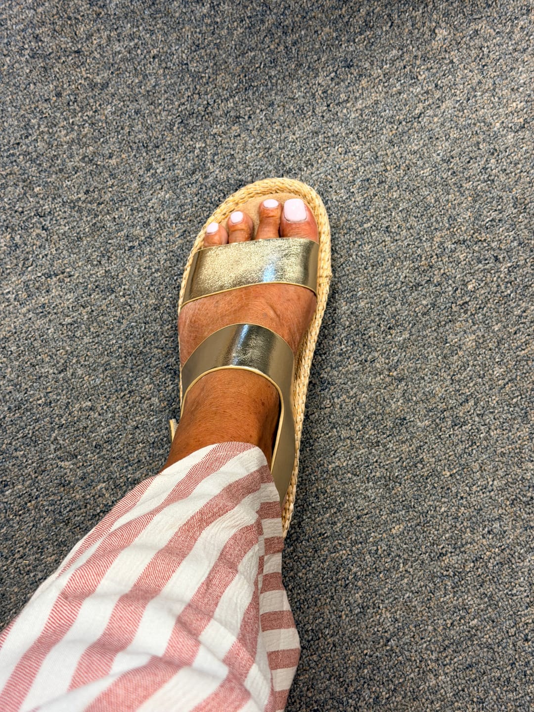 Customer photo review of Corky's Gold Heatwave Sandals