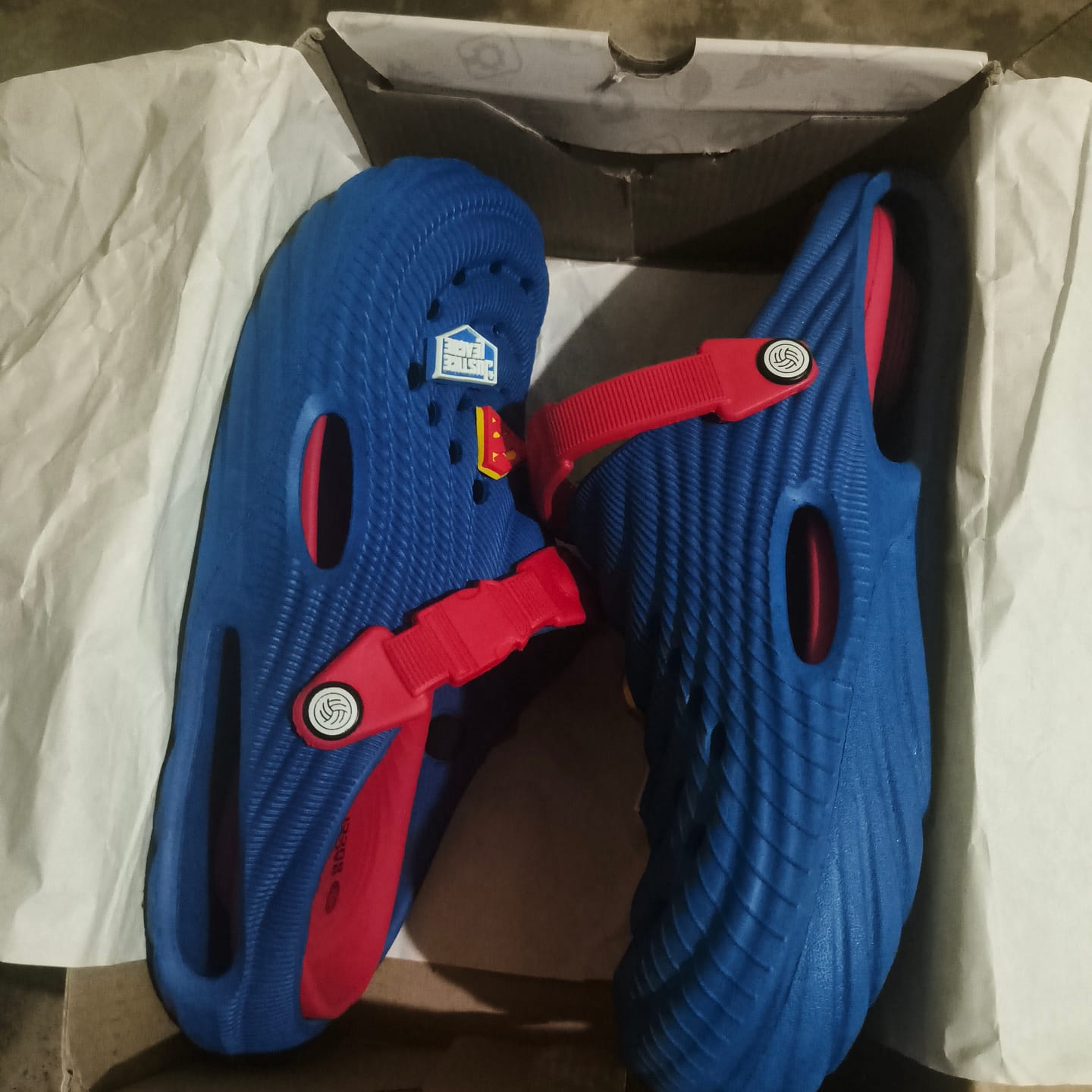 Customer photo review of Justice League PowerGrip Clogs