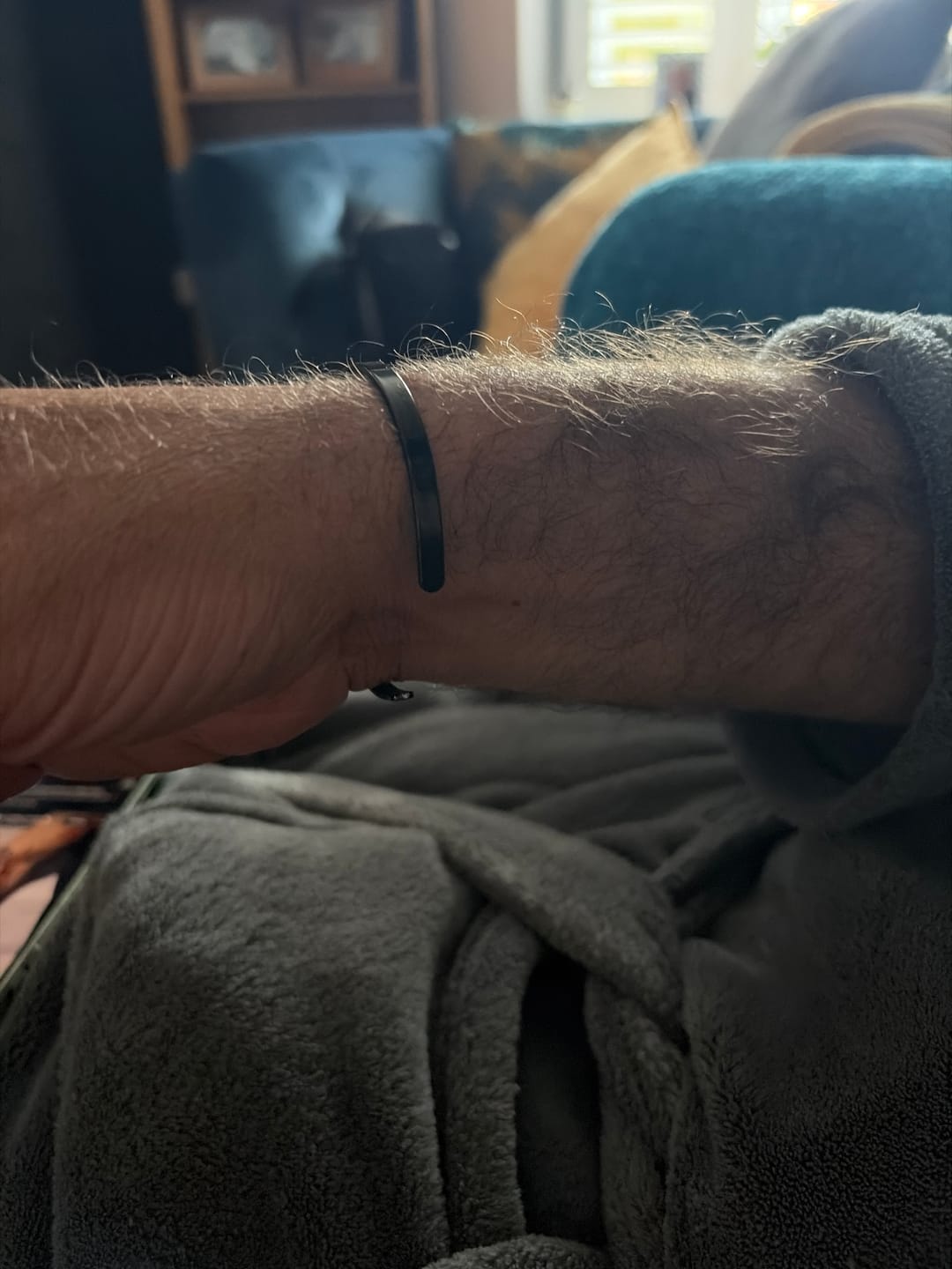 Customer photo review of Black Personalised Cuff Bracelet