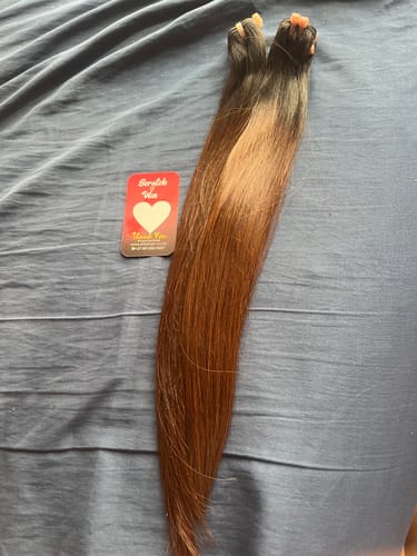 Customer photo review of Vietnamese Super Double Drawn Bone Straight Ombre Chocolate Brown Bundles