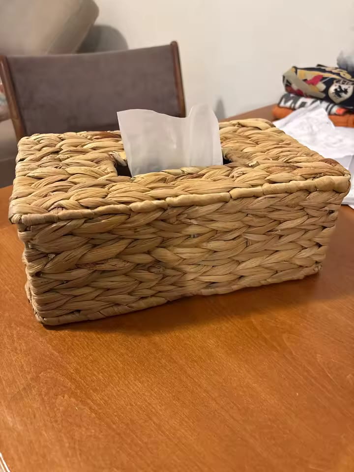 Customer photo review of Handwoven Rattan Tissue Box