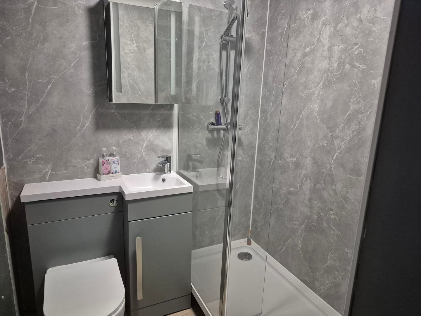Customer photo review of 10mm Stone Grey Matt Shower Panel 1M x 2.4M
