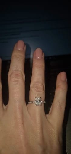 Customer photo review of 4 Carat Radiant Cut Moissanite Ring