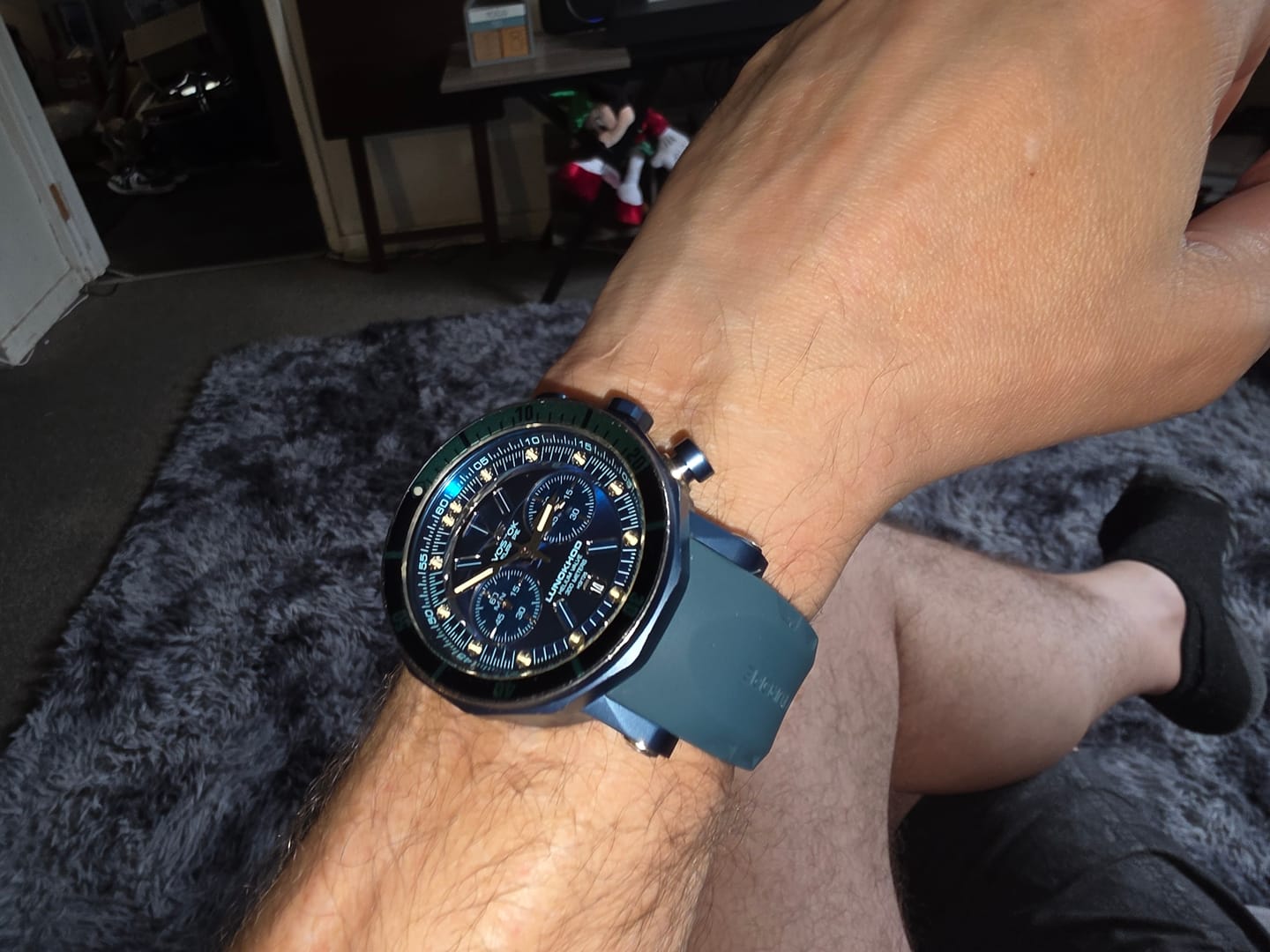 Customer photo review of LUNOKHOD TEAL SILICONE STRAP - BLACK BUCKLE