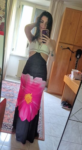Customer photo review of Abito fiore fucsia con top in Sangallo