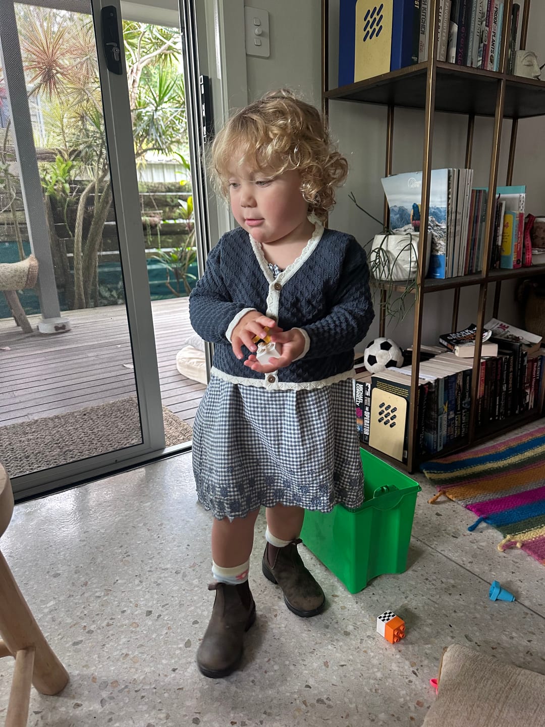Customer photo review of Lennon Dress Marine Gingham