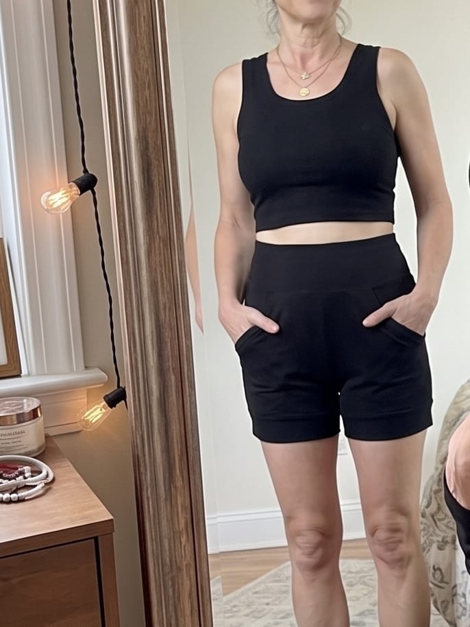 Customer photo review of Slouchy Yoga Shorts