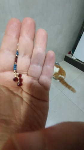 Customer photo review of Muli - Boucles d'Oreilles Or, Grenat et Apatite