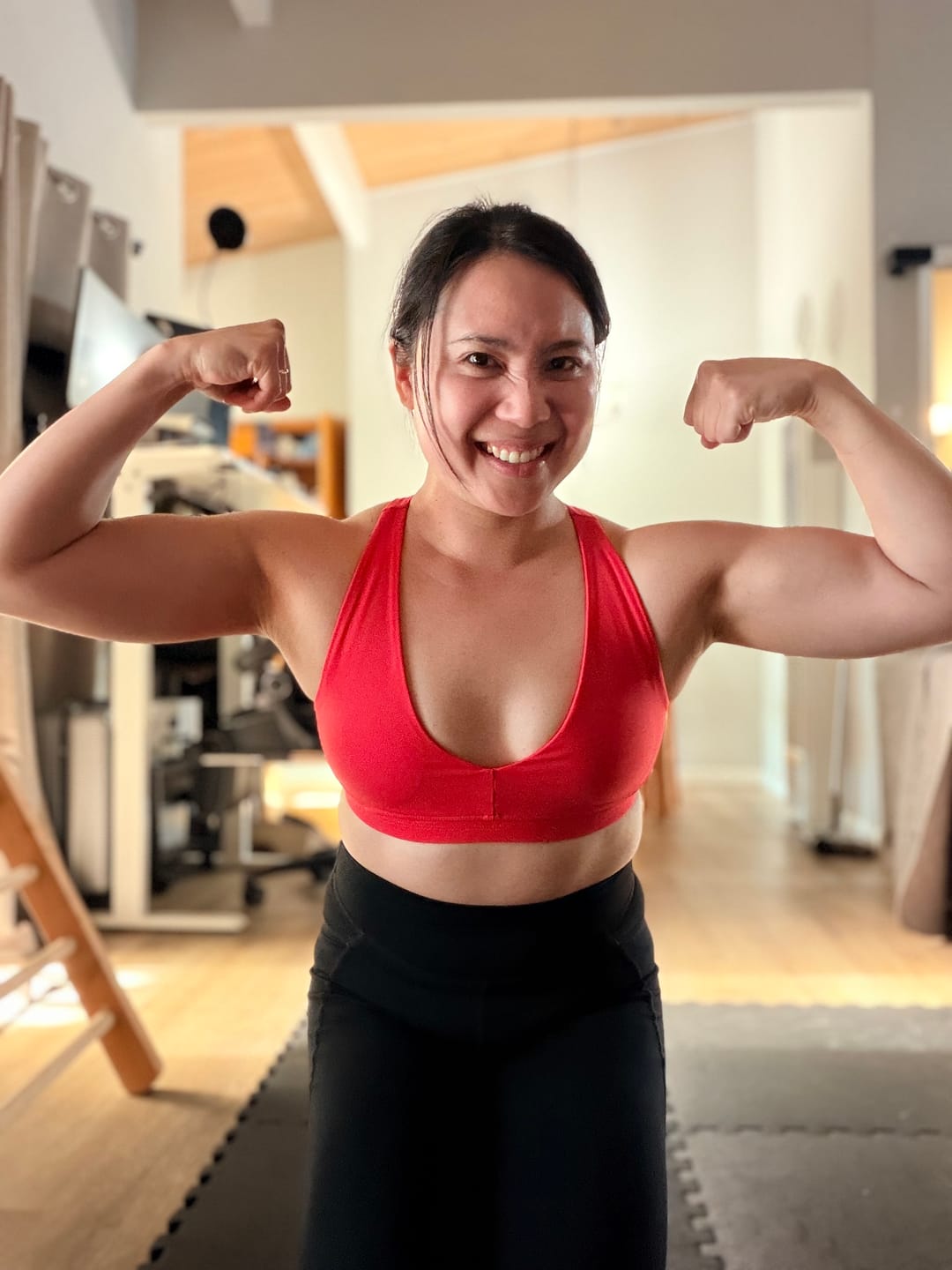 Customer photo review of BOLD Scoop Neck Racerback Sports Bra