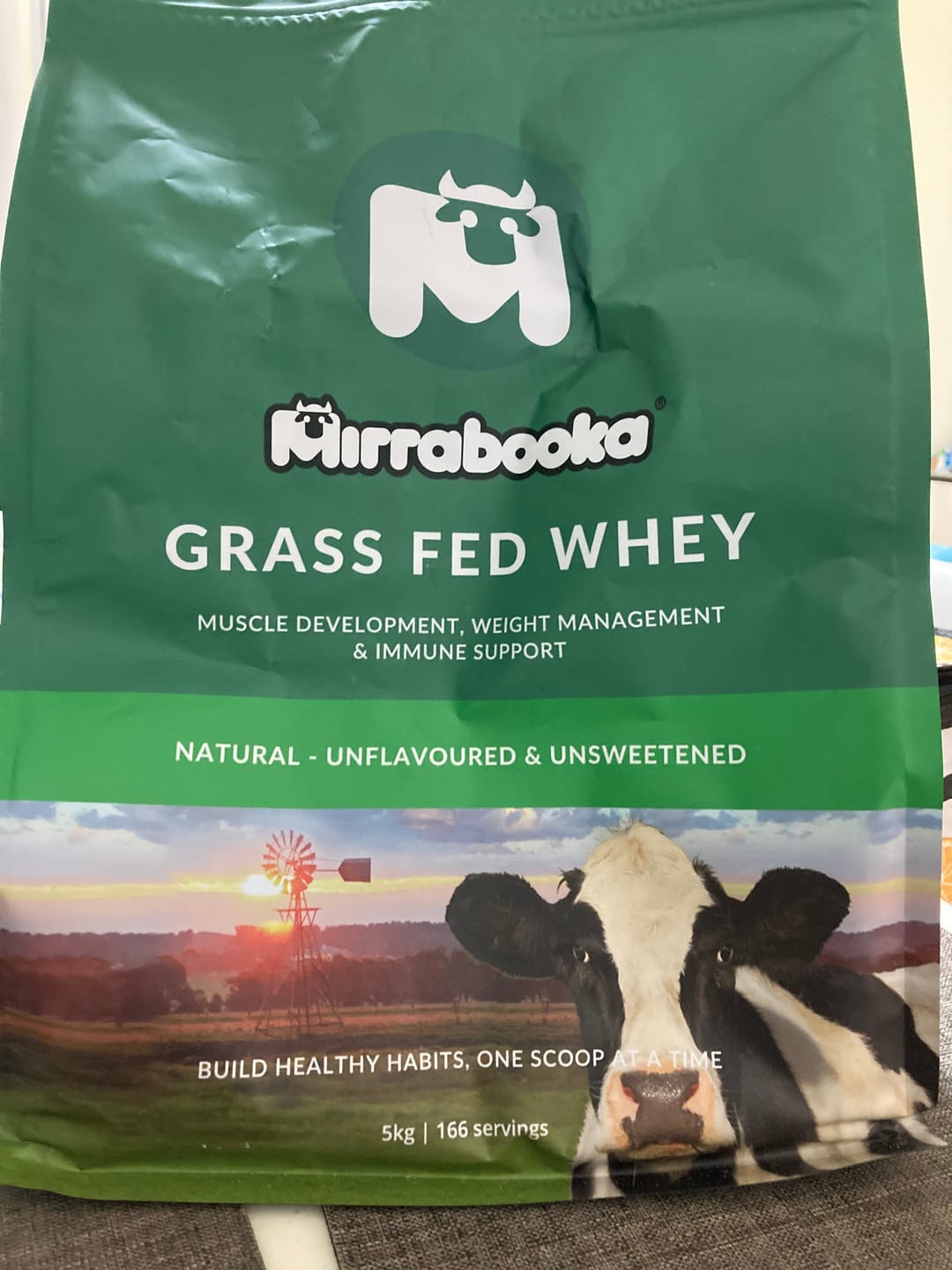 Customer photo review of Grass Fed Whey Protein Unflavoured Natural 10kg (333 servings)