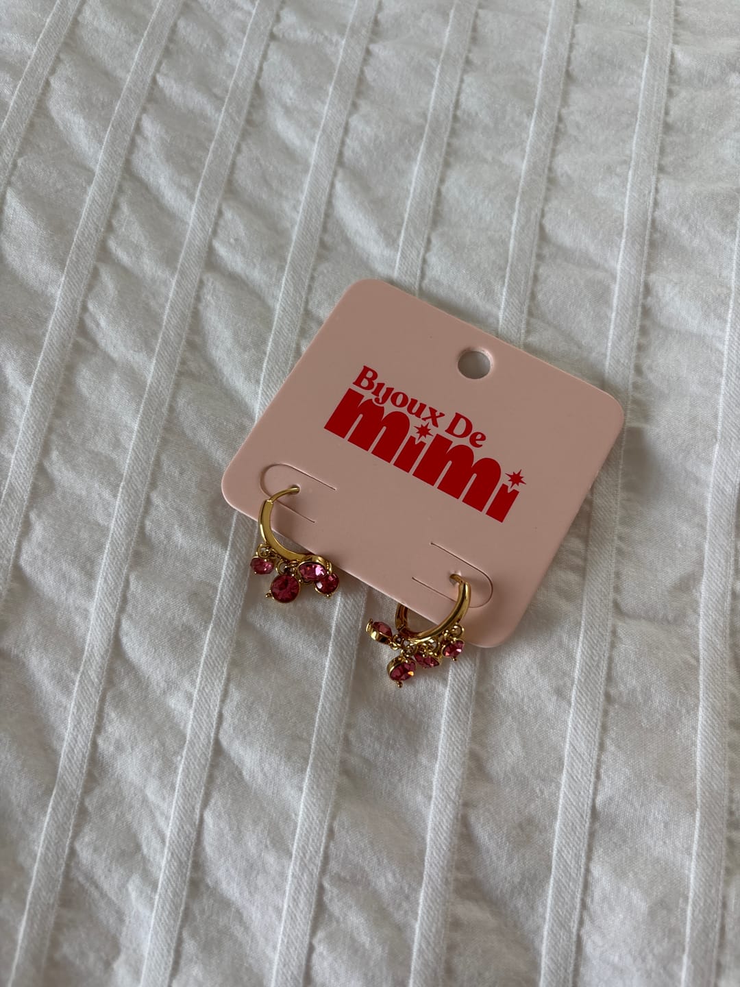 Customer photo review of Iris Pink Gold Waterfall Huggie Earrings