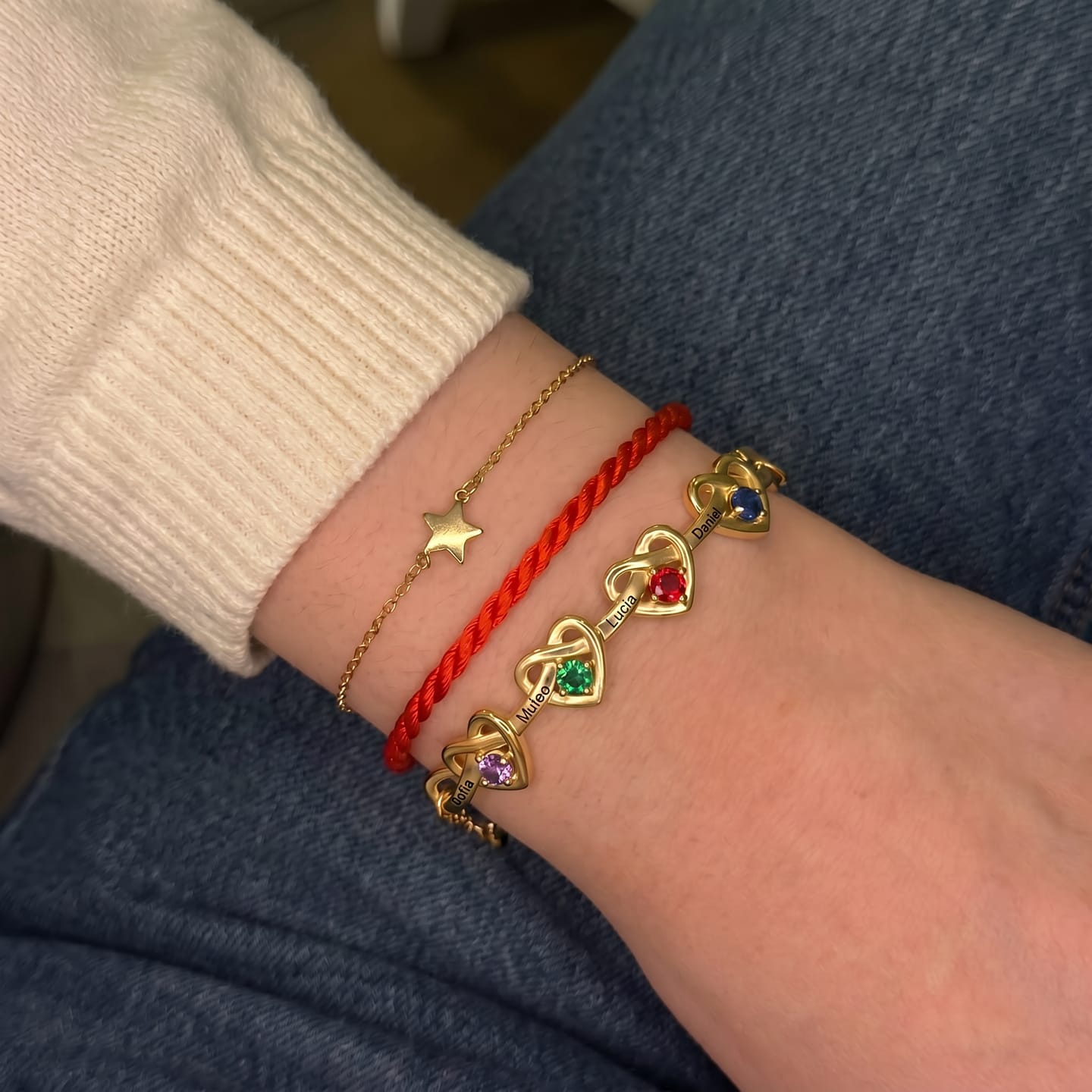 Customer photo review of Pulsera Corazones con Perlas