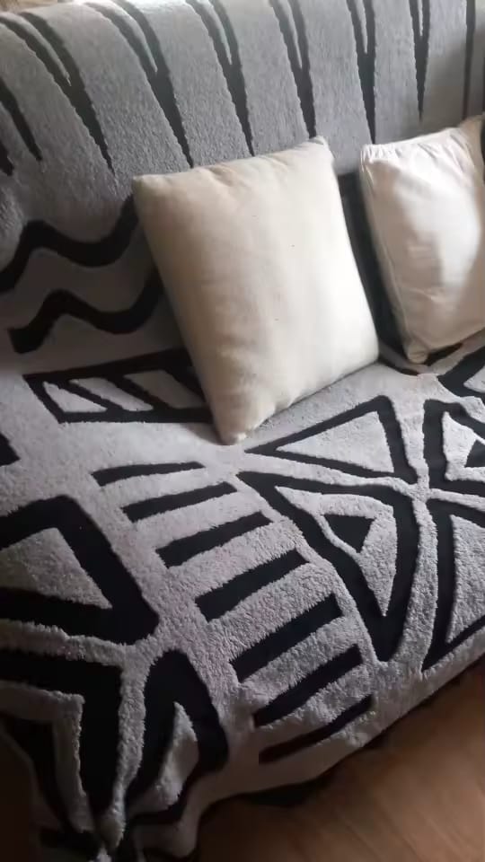 Customer photo review of Velvet Sofa Cover – Geometric Jacquard Protector