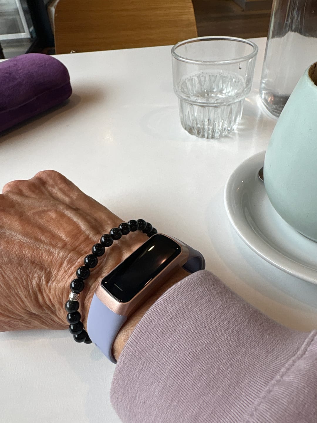 Customer photo review of Buddha Stones Natural Black Obsidian Smoky Quartz Purification Strength Bracelet