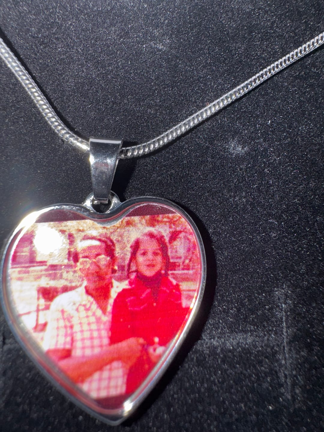 Customer photo review of Photo Engraved Necklace Memorial Gift