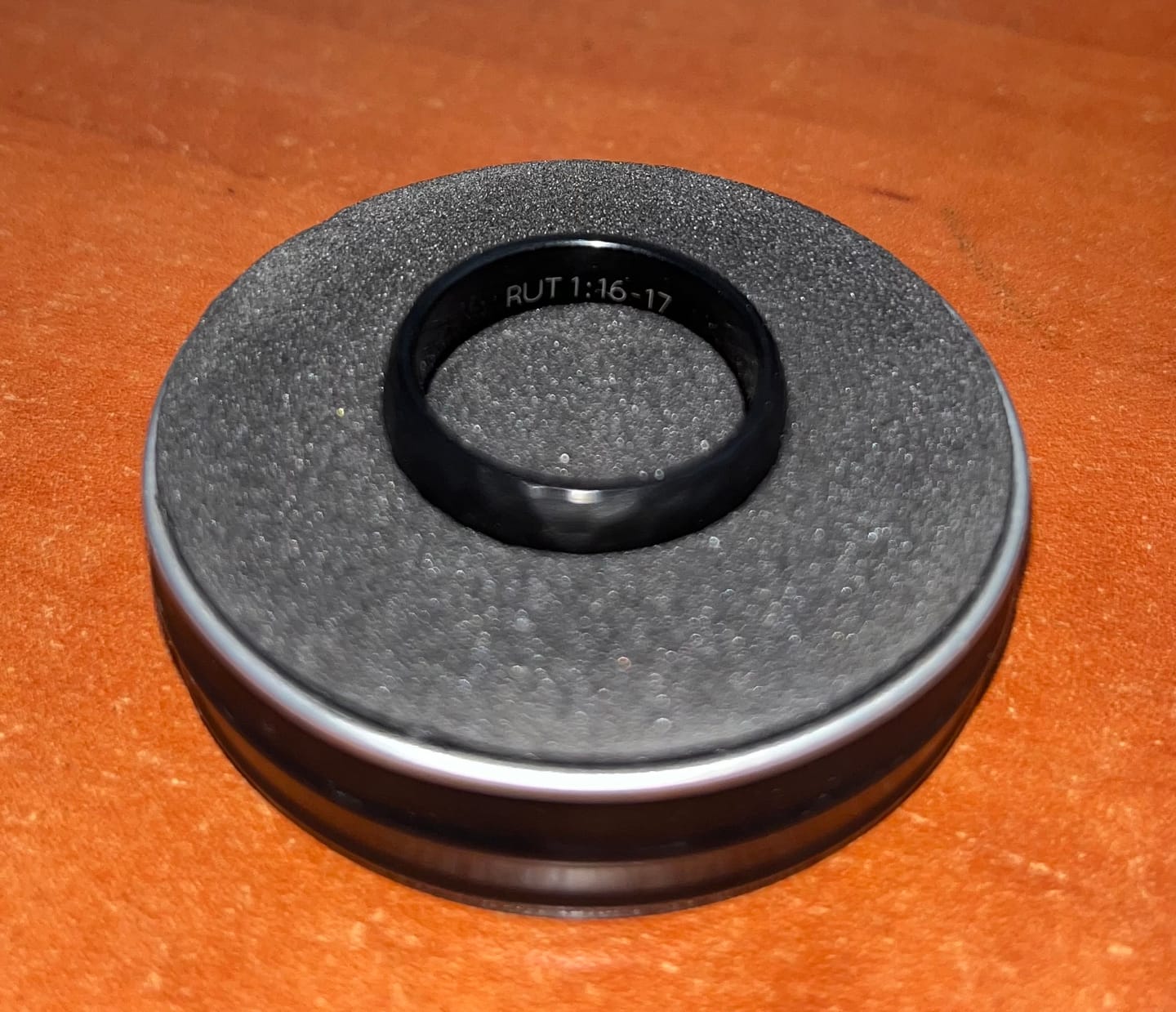 Customer photo review of The Thing - Black Hammered tungsten Ring