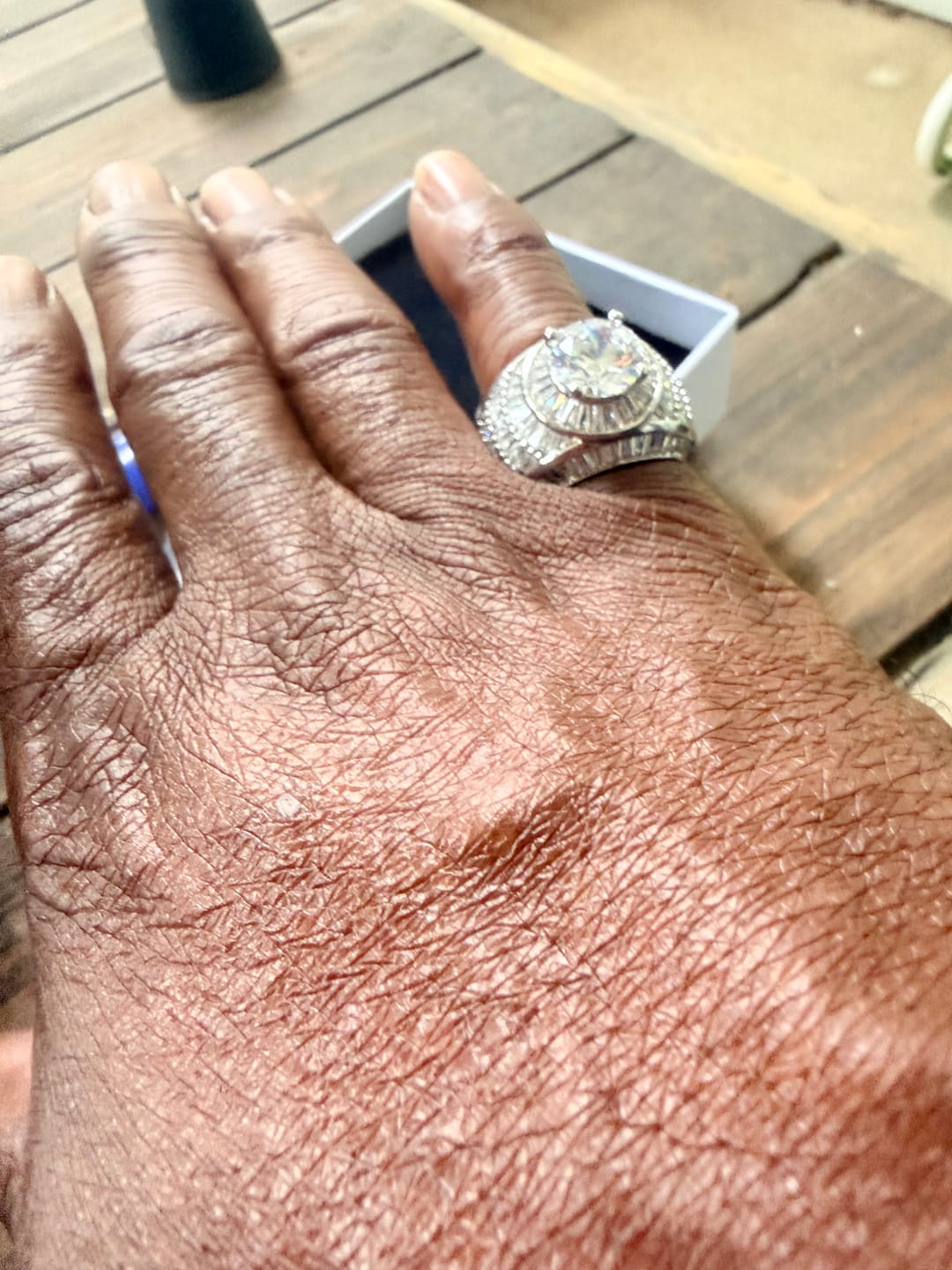 Customer photo review of Baguette Round Cut Center Piece Ring