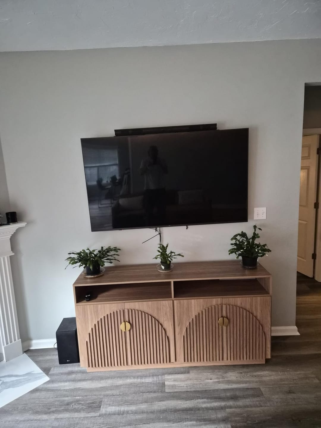 Customer photo review of 65" Fluted Arched Door Modern TV Stand
