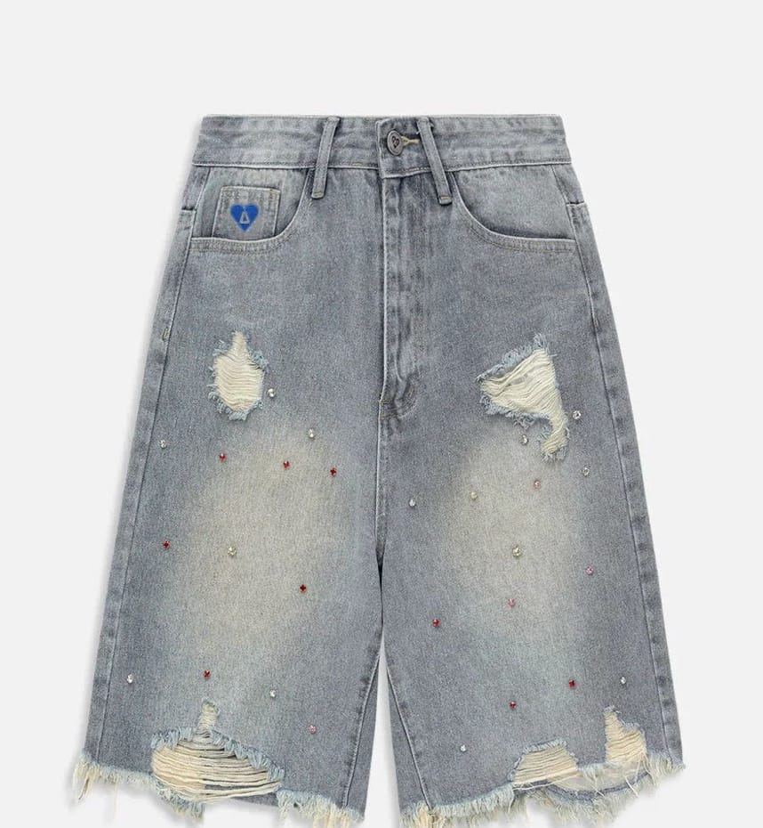 Customer photo review of Aelfric Eden Rhinestone Application Jorts