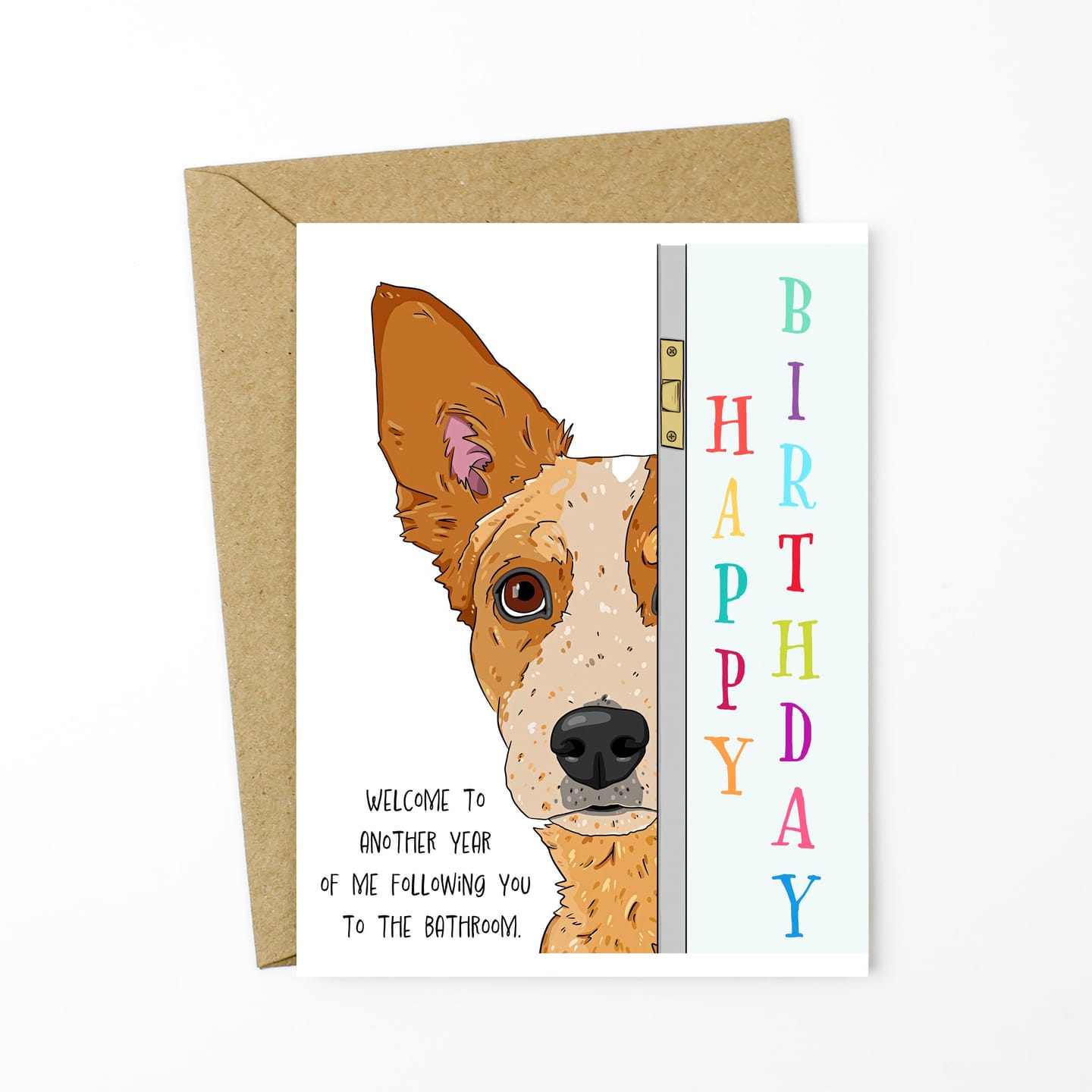 Customer photo review of Red Heeler Bathroom Follow Birthday Card