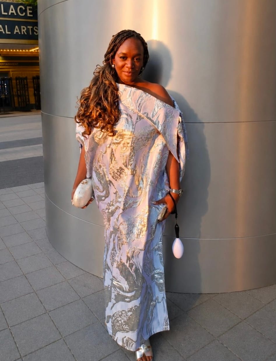 Customer photo review of Abeni Off-Shoulder Boubou | Silver