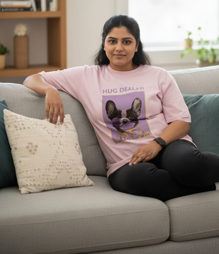 Customer photo review of Hug Dealer Unisex Oversized Cotton T-Shirt