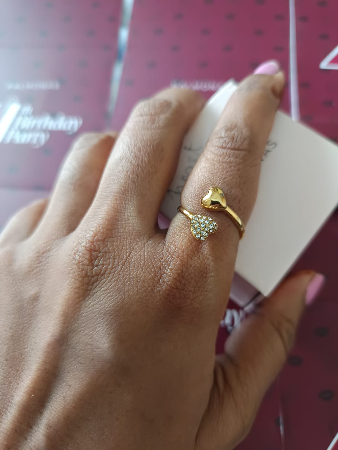 Customer photo review of Gold Stone Studded Heart Shaped Ring