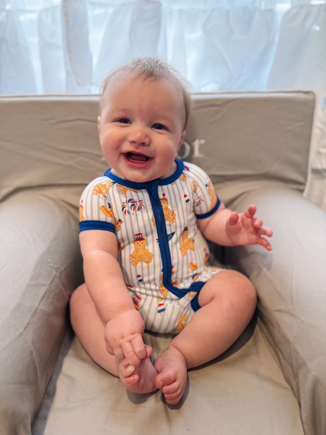 Customer photo review of Fourth of July Bear Shortie