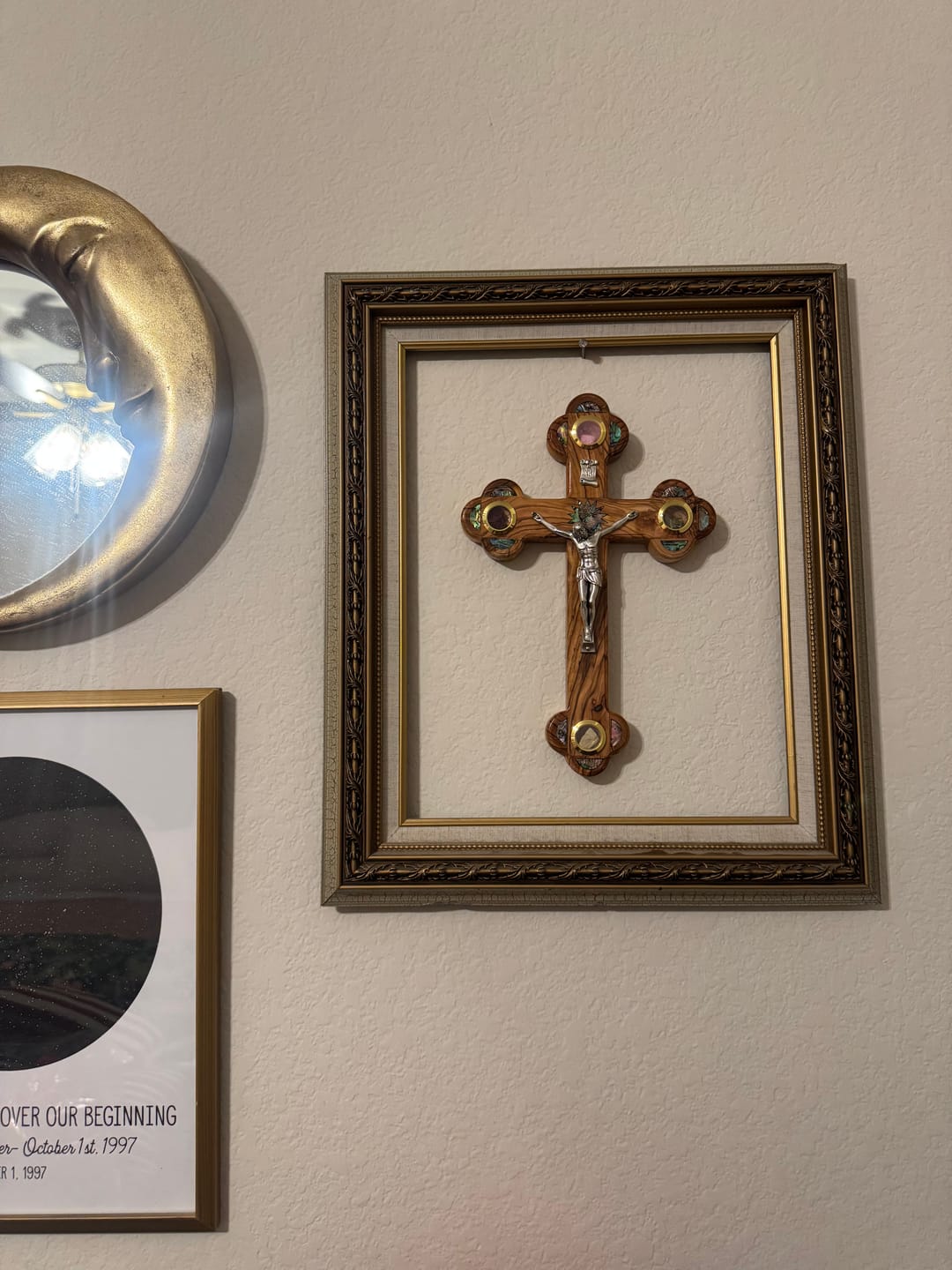 Customer photo review of Olive Wood Crucifix (Partially covered with Mother of Pearl) - Holy Land Crucifixes