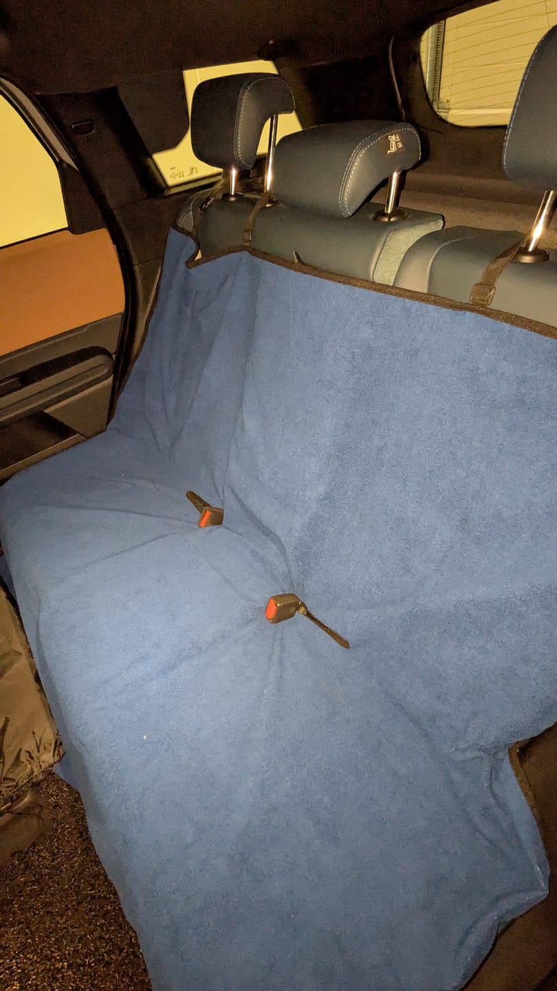 Customer photo review of Waterproof Backseat Car Towel Seat Cover