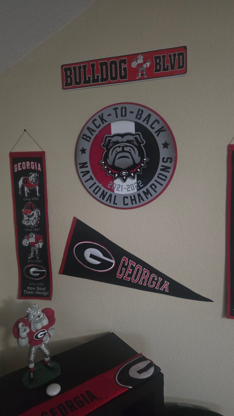 Customer photo review of LAST CHANCE CLOSE OUT! Georgia Bulldogs Hex Head Exclusive 2022 Championship 3D Vintage Metal Wall Art