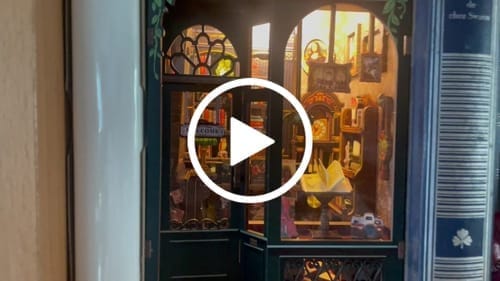 Customer photo review of DIY Book Nook kit - Owl Bookstore