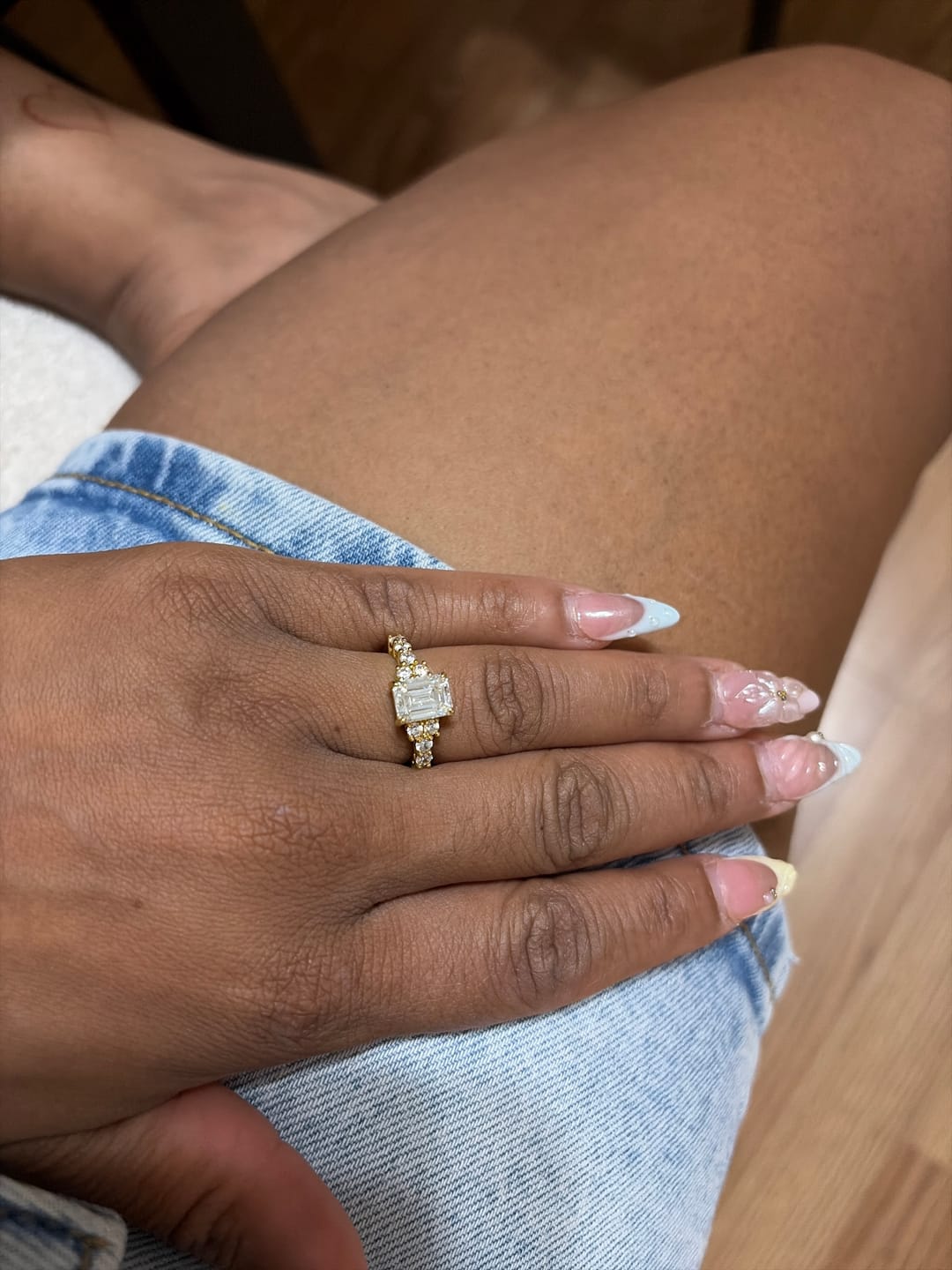 Customer photo review of The Adelina Rae Moissanite Engagement Ring