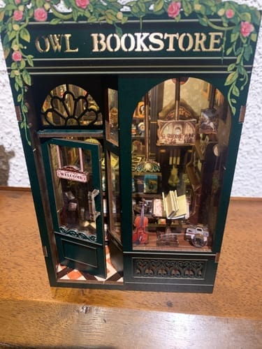 Customer photo review of DIY Book Nook kit - Owl Bookstore