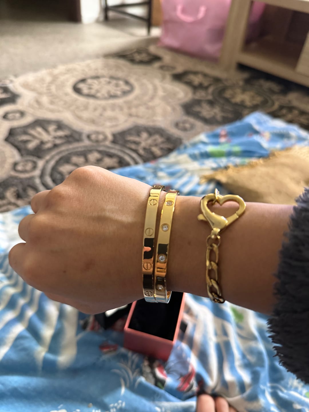 Customer photo review of Bullion Gold Carmello Stainless Steel Bangle in Gold - 64mm