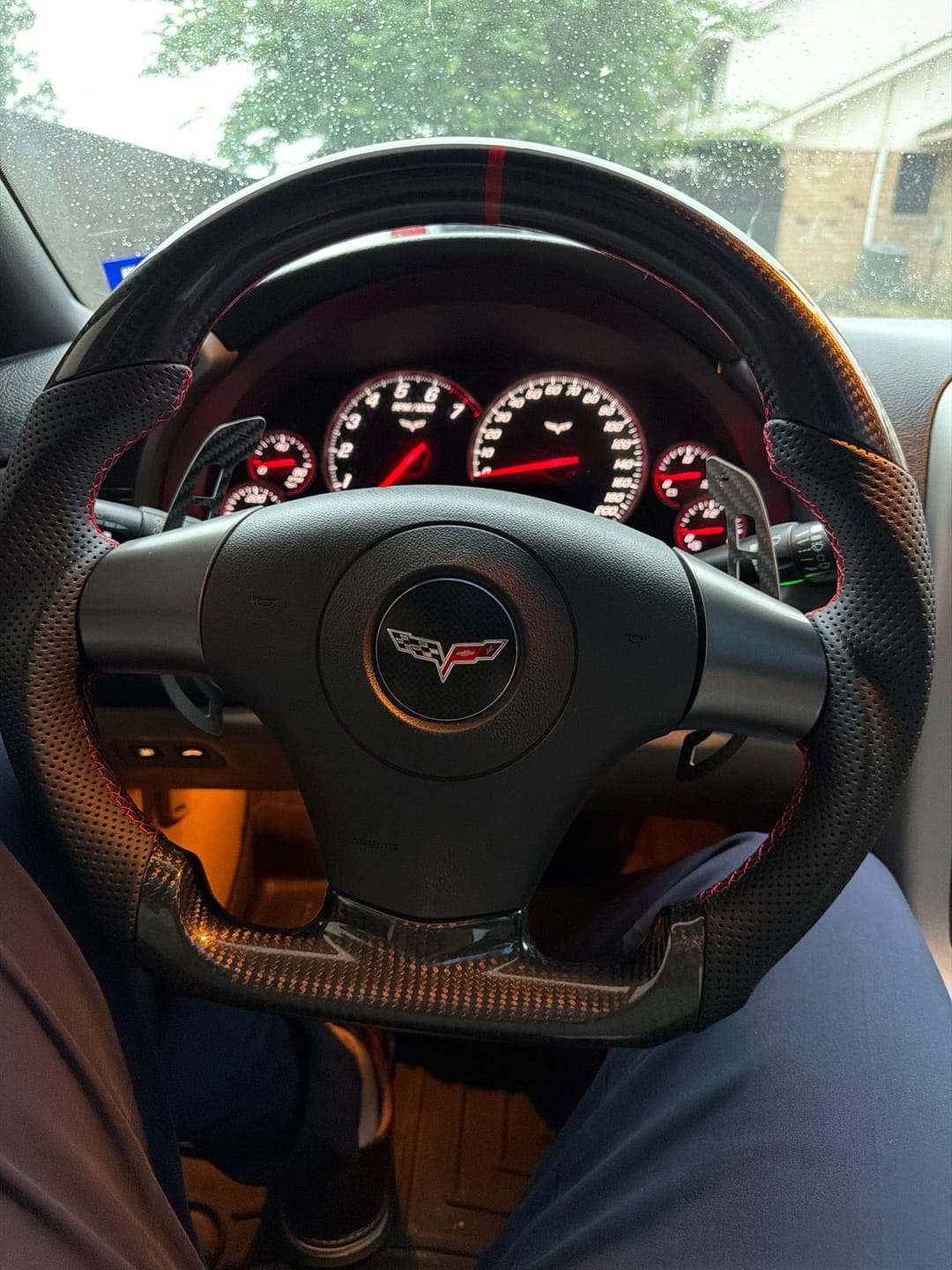 Customer photo review of Genuine Carbon Fiber Steering Wheel With Button Trim For C6 Corvette 2006-2011