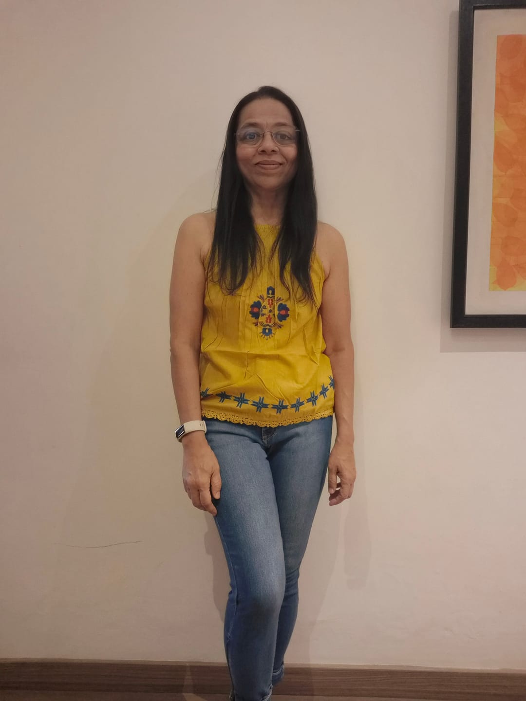 Customer photo review of El Sol - Shirred Neckline Embroidered Top