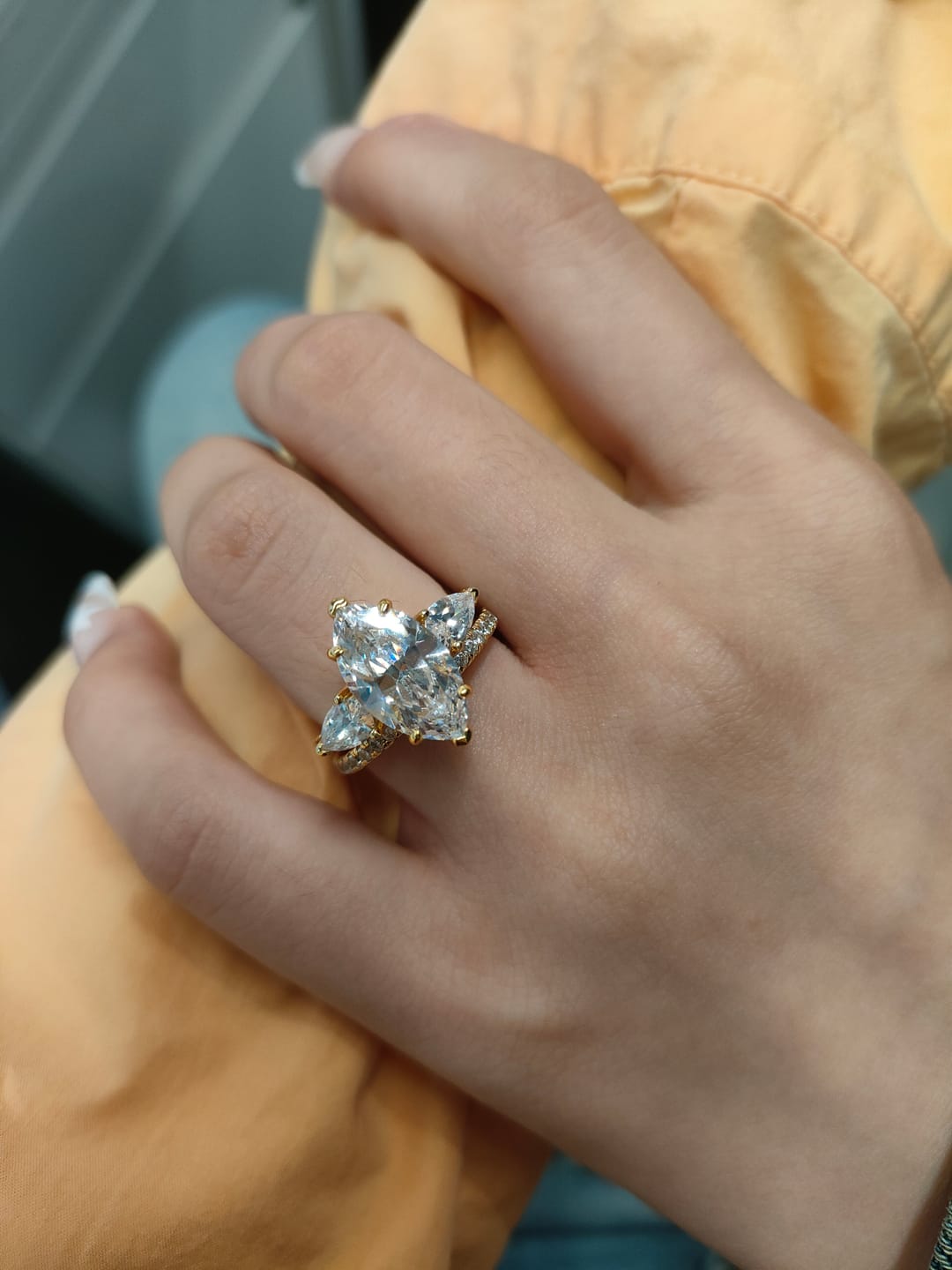 Customer photo review of S925 4.0Ct Marquise Cut Insert Wedding Ring Set For Women Stackable Ring Set In Sterling Silver