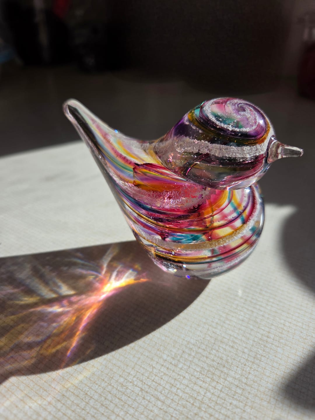 Customer photo review of Colorful Glass Birds with Cremation Ash