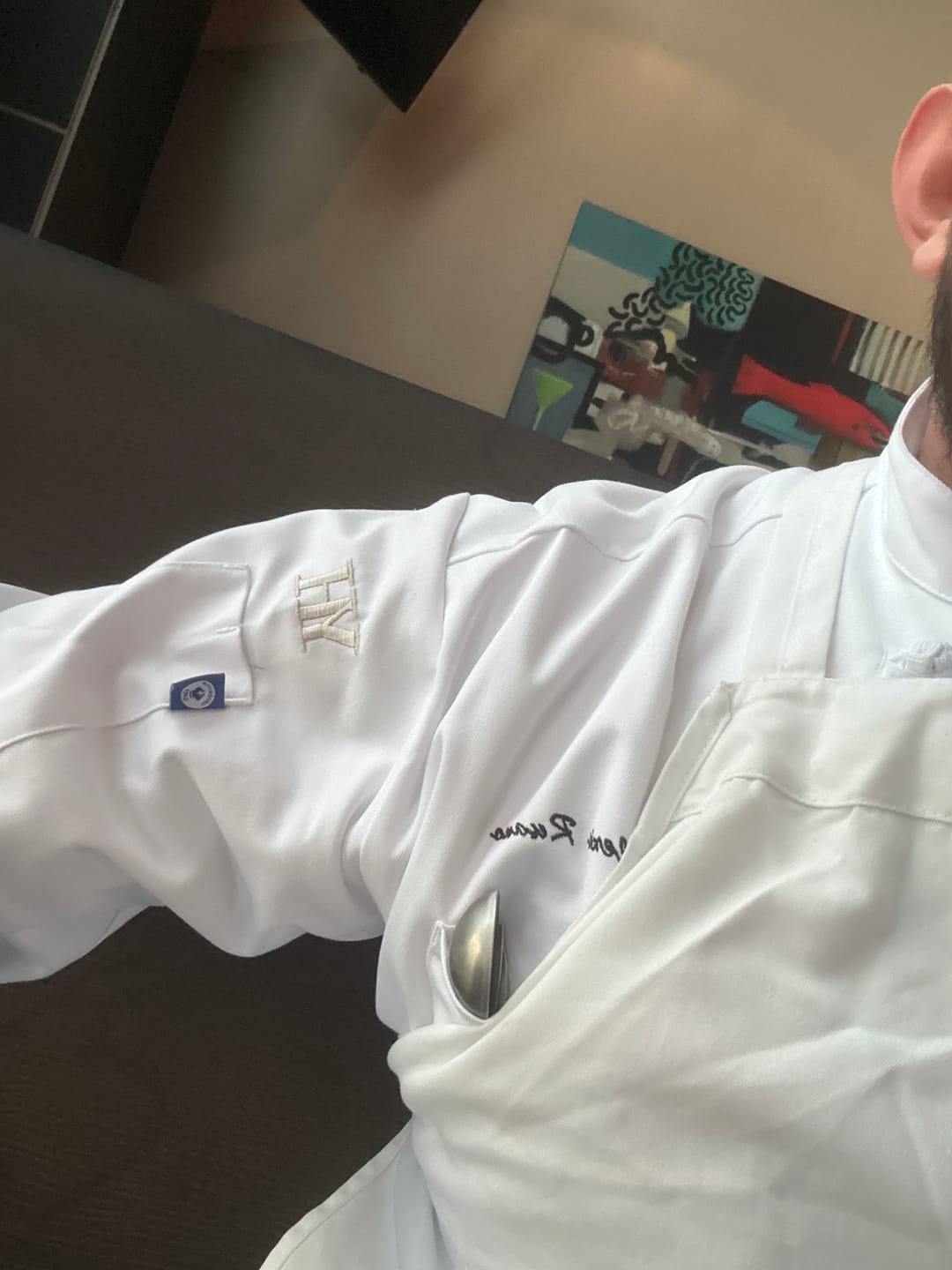Customer photo review of Classic Knot Chef Coat #0403