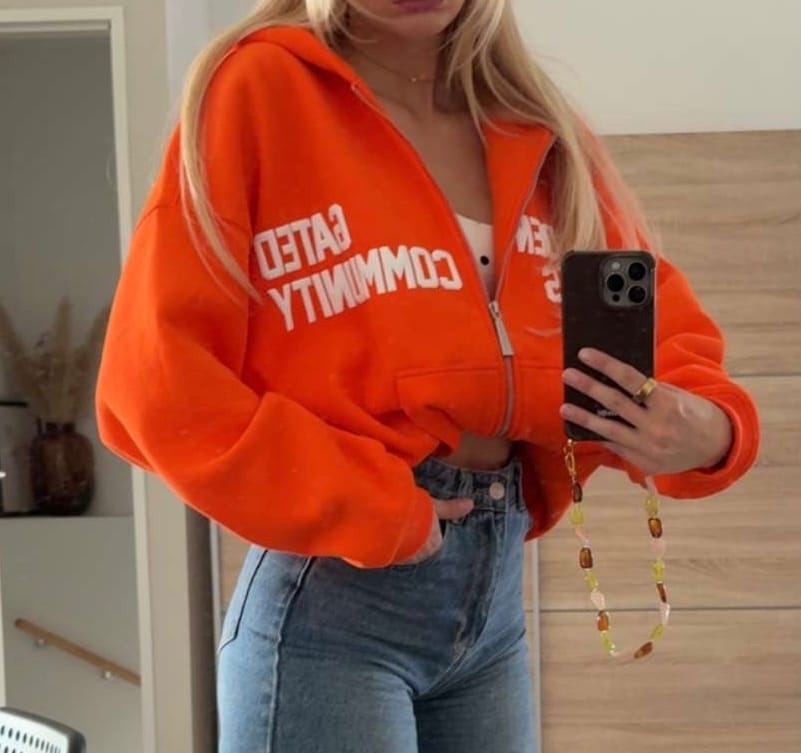 Customer photo review of GATED COMMUNITY ZIP HOODIE ORANGE