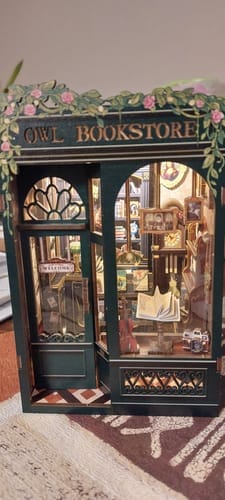 Customer photo review of DIY Book Nook kit - Owl Bookstore