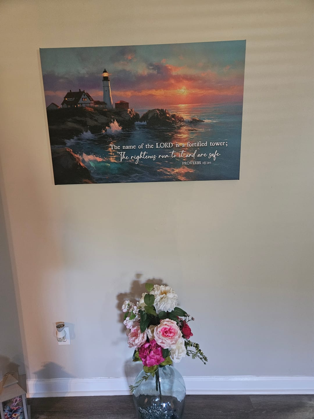 Customer photo review of The Name Of The Lord is A Fortified Tower Proverbs 18:10 Wall Art Canvas