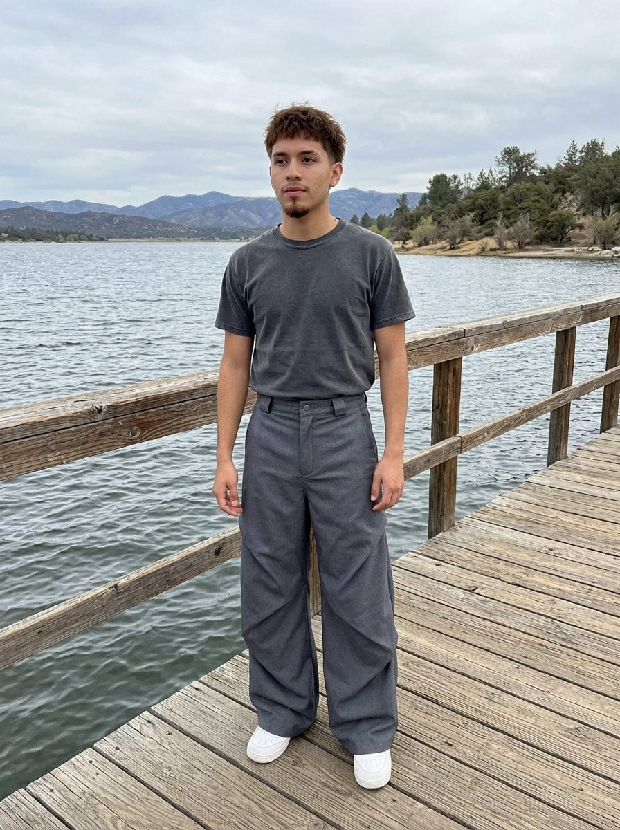 Customer photo review of Woven Retro Cleanfit Pleated Drape Pants