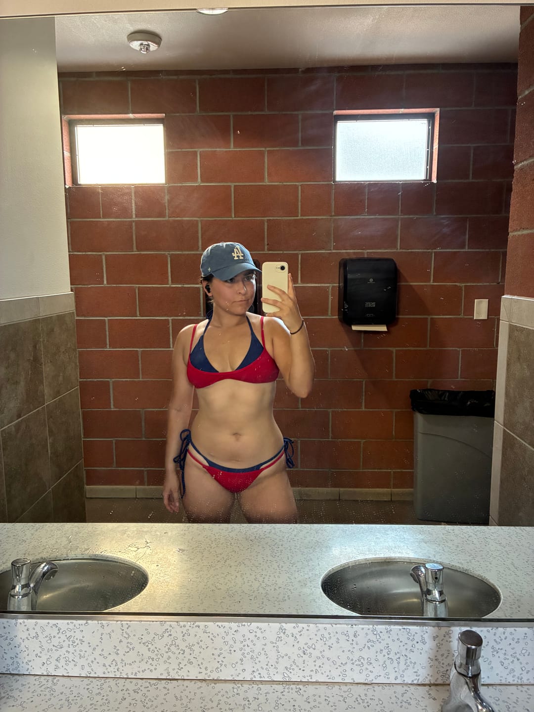 Customer photo review of Seamolly Colorblock Two Tone Tie Side Double Layer Bikini Set for 4th of July