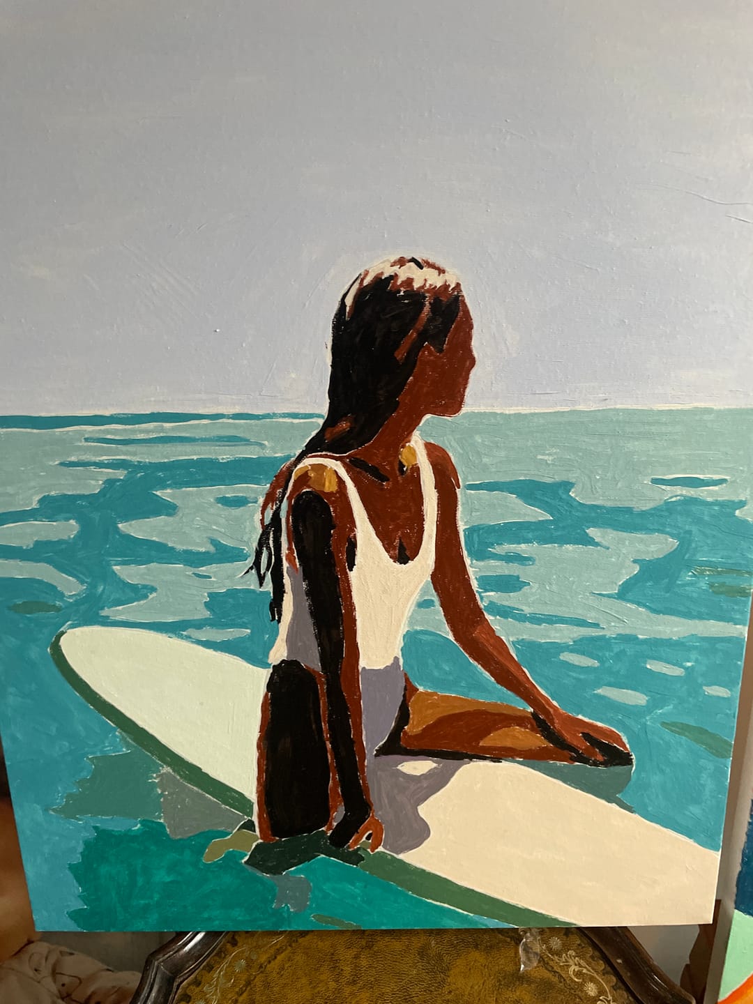 Customer photo review of Lady on the surfboard | Paint by Number